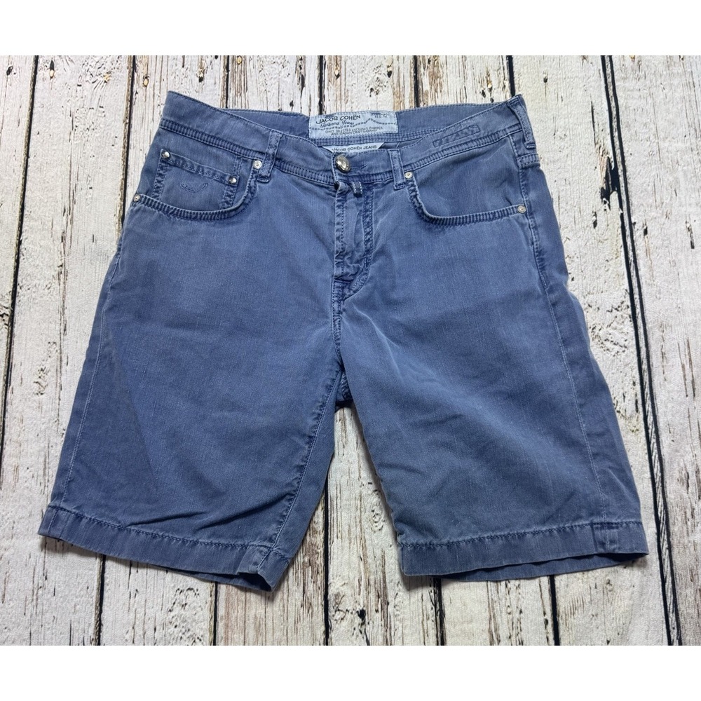 Jacob Cohen Men's Navy Blue Nicolas Linen Blend Bermuda Shorts 33 Made In Italy